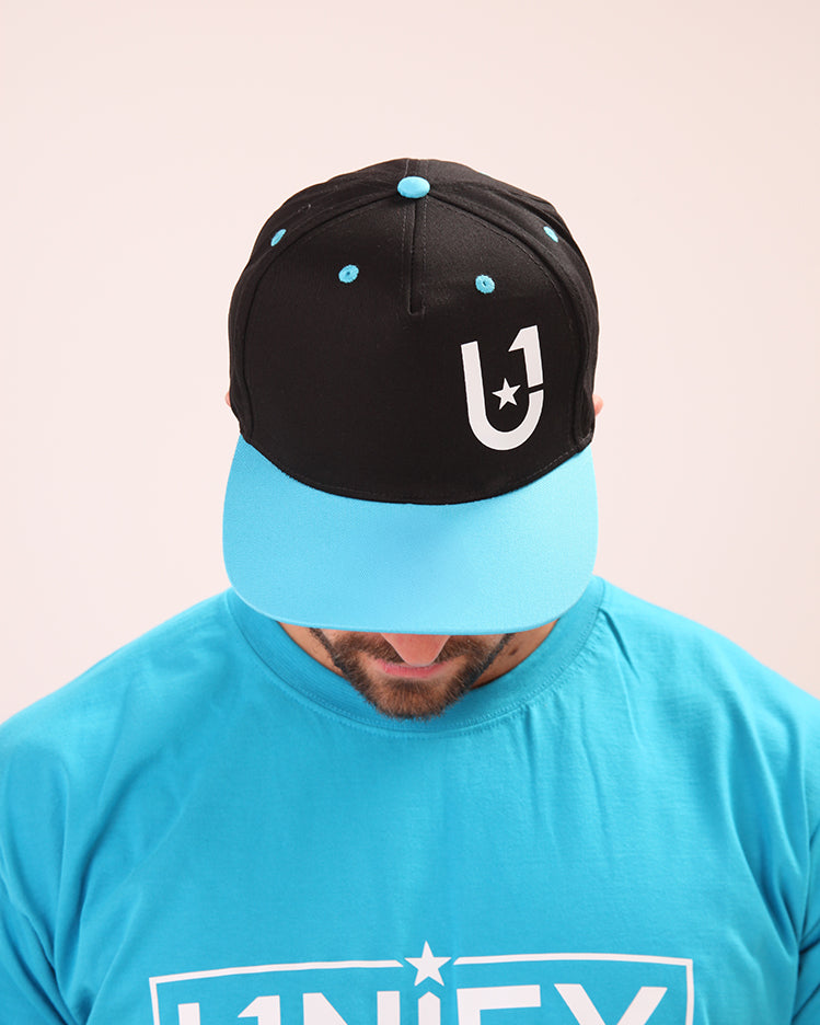 UNIFY Men's blue cap with adjustable snapback, perfect for casual or athletic wear.