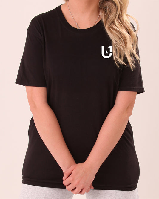 Women's black UNIFY U1 T-shirt front view