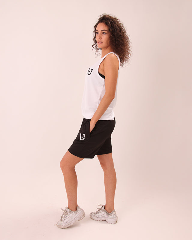 UNIFY black women’s shorts styled with a casual top