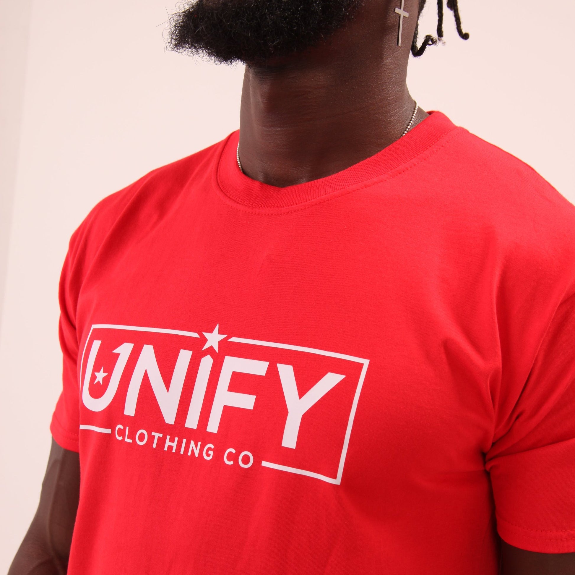 Classic UNIFY men's red t-shirt, effortlessly combining style with comfort, perfect for any occasion.