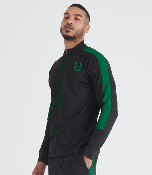 UNIFY Mens Crossover Track Top Black/Green Stripe
