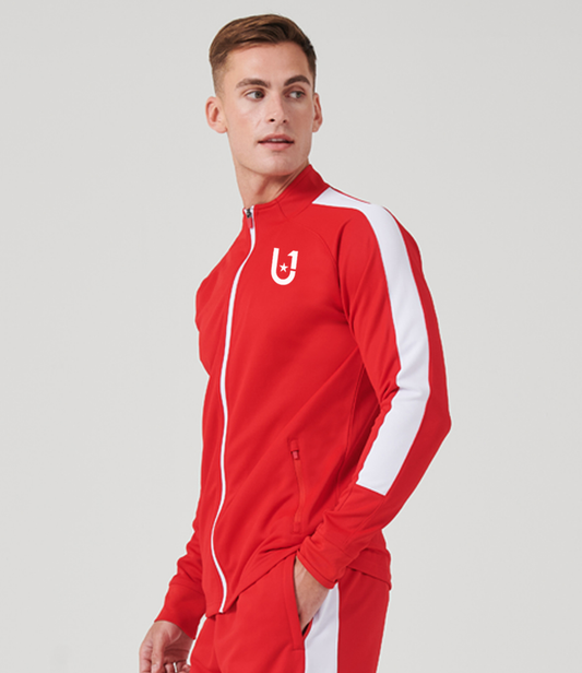 UNIFY Mens Crossover Track Top Red/White Stripes